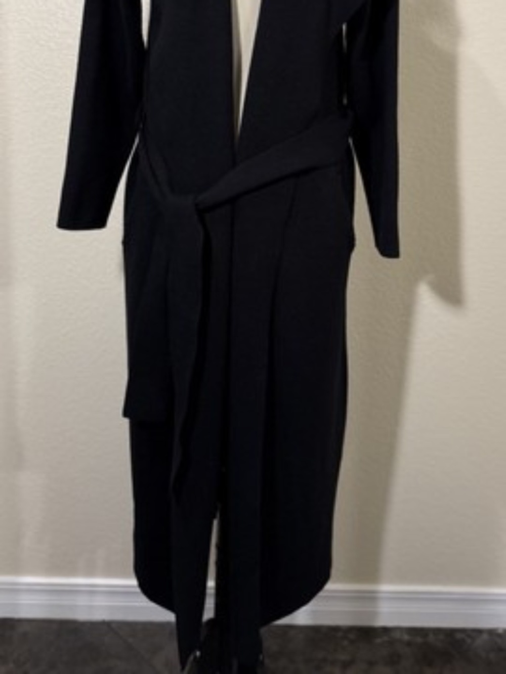 MaxSport Womens XL Black Long Cardigan Duster Belted Open Front Viscose - Picture 6 of 7